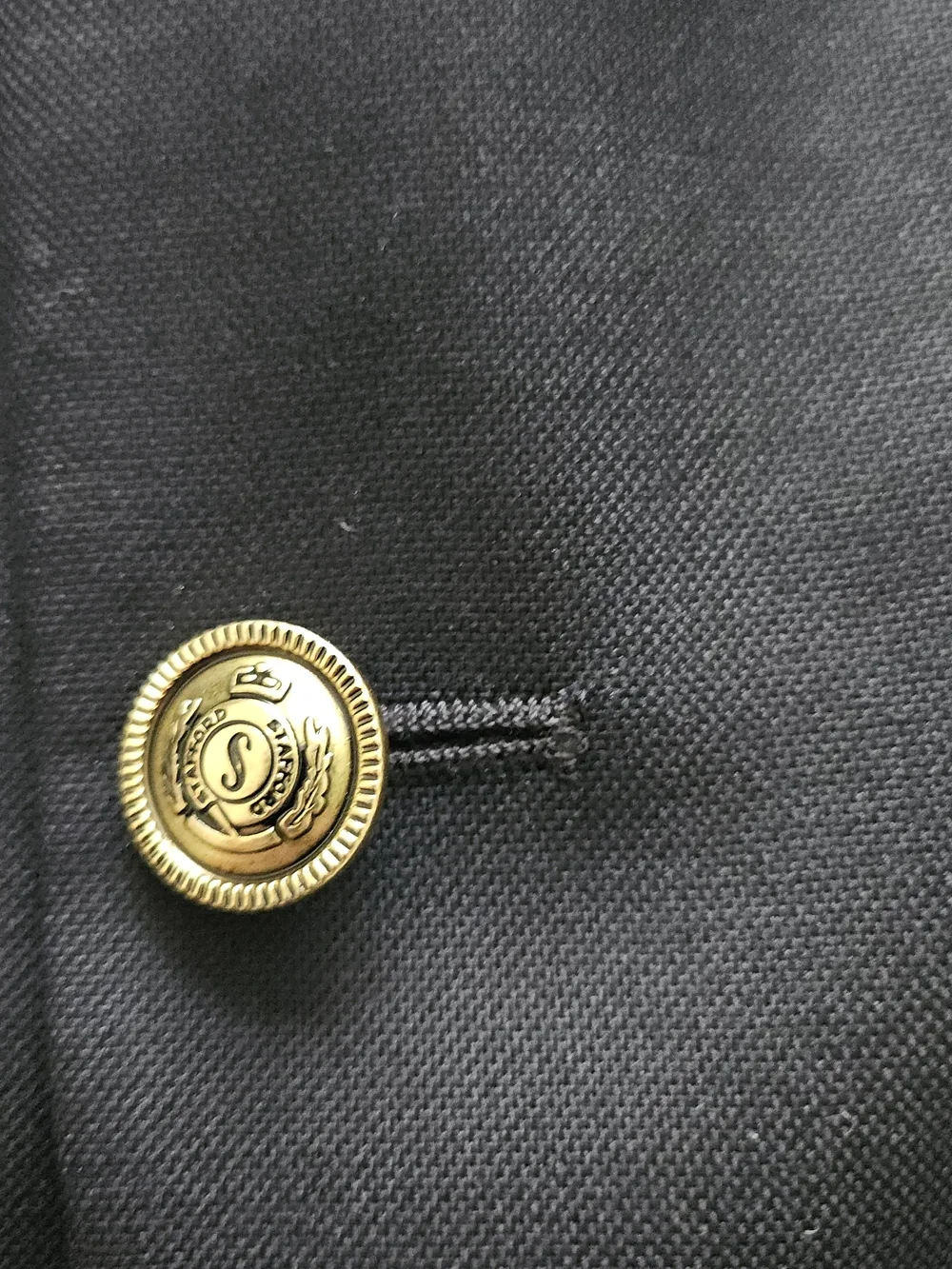 Stafford Men's Navy Solid 100% Wool Blazer Suit Jacket 2-Button Gold Button 48L